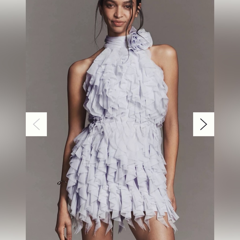Anthropologie Lavender Ruffled Halter Dress